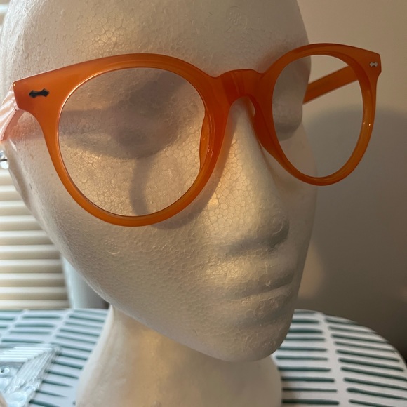 Orange, round eyeglasses, frames, new, ready for lenses, retro eyeglasses - Picture 8 of 13